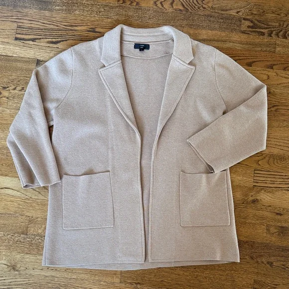 J Crew L Women's Sophie Open Front Sweater Blazer in Camel - Picture 2 of 5